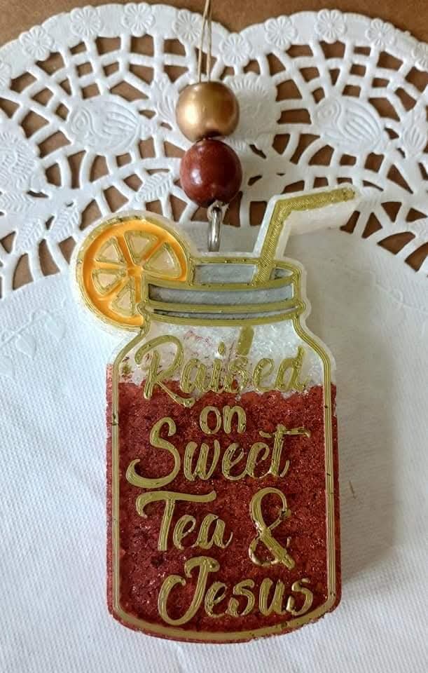 Raised on sweet Tea & Jesus Mason Jar Car Freshie