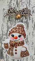 Leopard print snowman car freshie