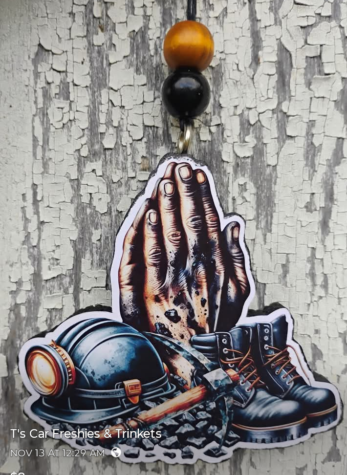 Coal Miner praying hands Car Freshie