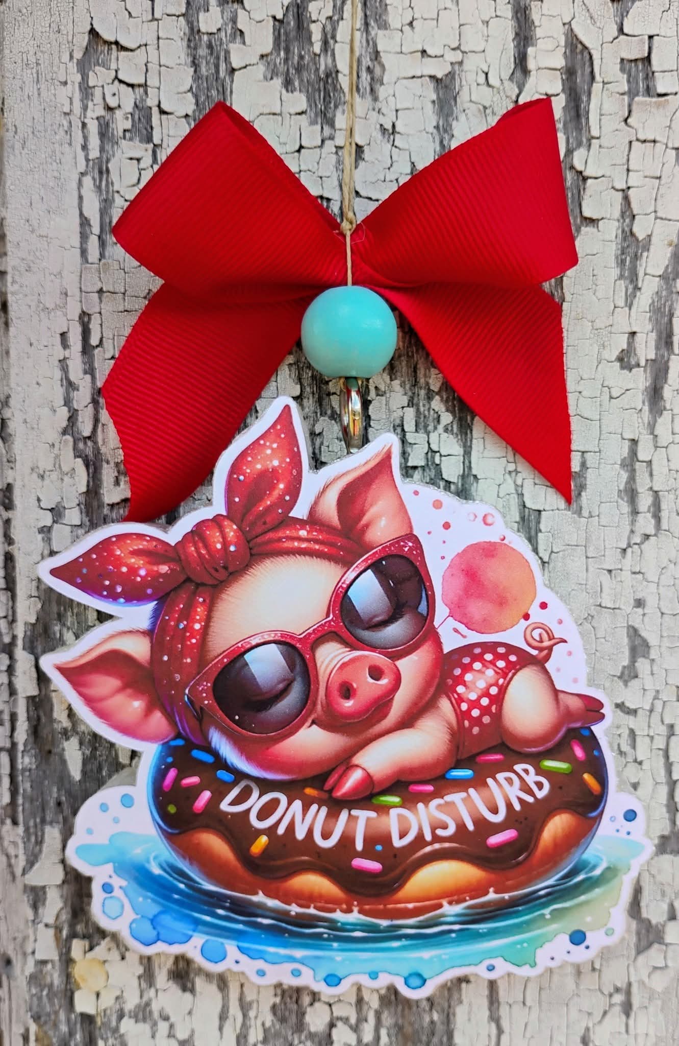 Pig on a Donut Float Car Freshie